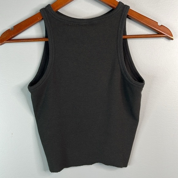 JOIE Ribbed Tank Top Black Raw Hem Crewneck Pima Cotton Modal Stretch Size M - Picture 5 of 9
